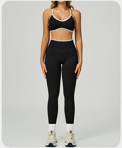 Women's Vest And Pants Color-blocking Yoga Set
