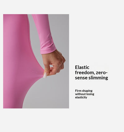 Slim-fit Bare-feel Long-sleeve Yoga Jumpsuit With A Zipper