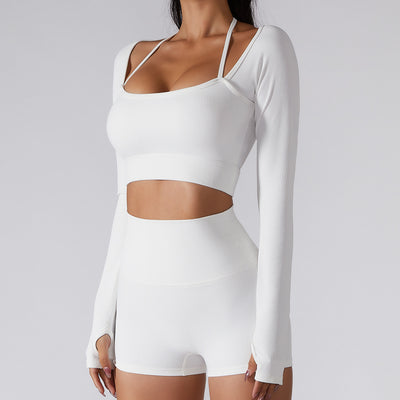 Sports Top Women's Quick-drying Workout Clothes With Chest Pad Slim Fit Skinny Long Sleeve Yoga Wear
