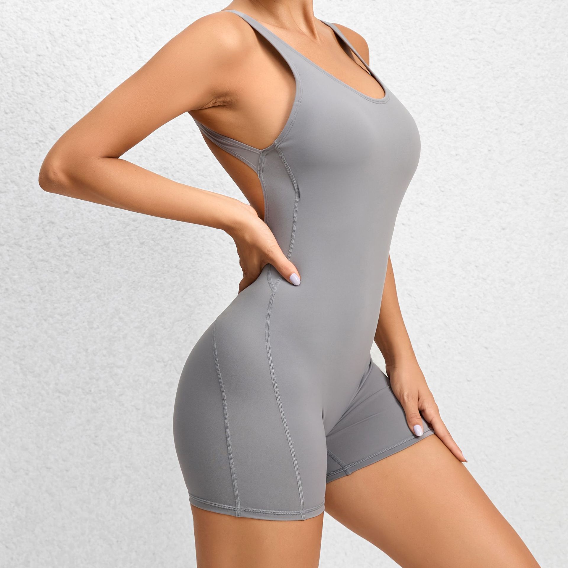 Quick-drying Nude Feel Dance Fitness One-piece Hip Lifting Jumpsuit
