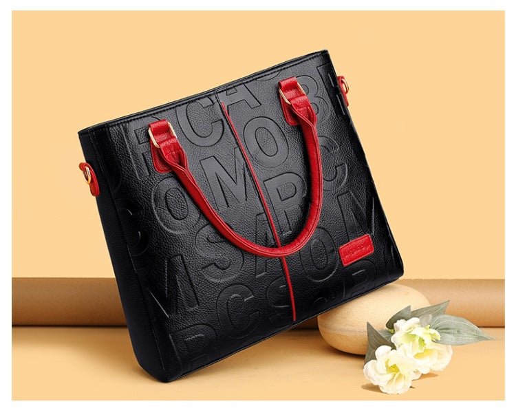 Women's Large Capacity Leather Printing Shoulder Bag