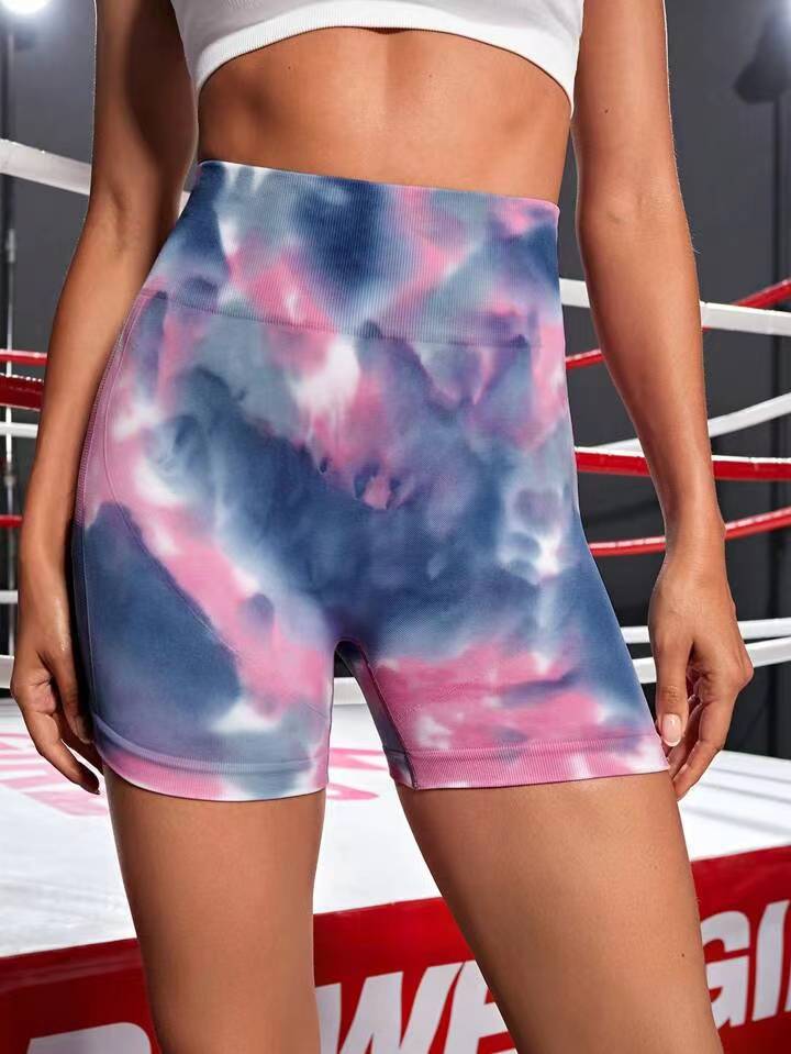 Seamless Peach Hip Raise Tie-dye Yoga Shorts