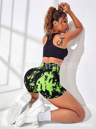 Seamless Peach Hip Raise Tie-dye Yoga Shorts