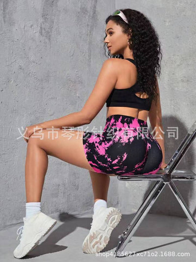 Seamless Peach Hip Raise Tie-dye Yoga Shorts