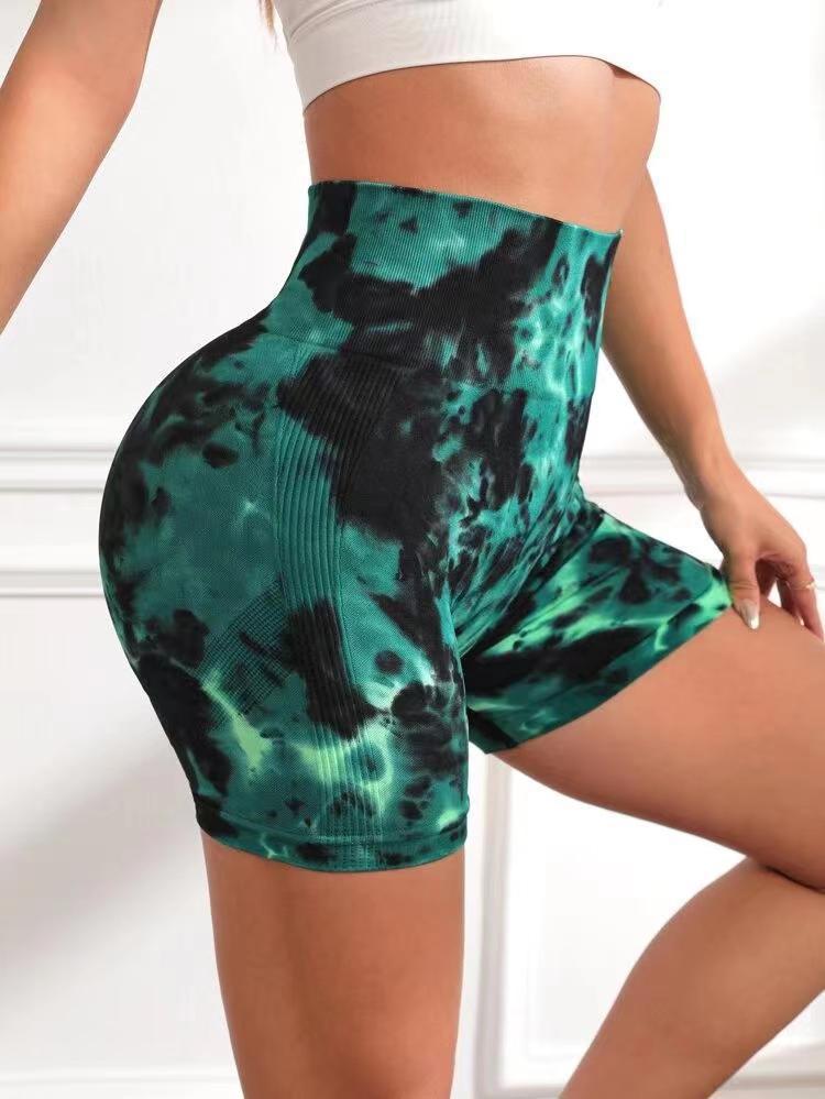 Seamless Peach Hip Raise Tie-dye Yoga Shorts