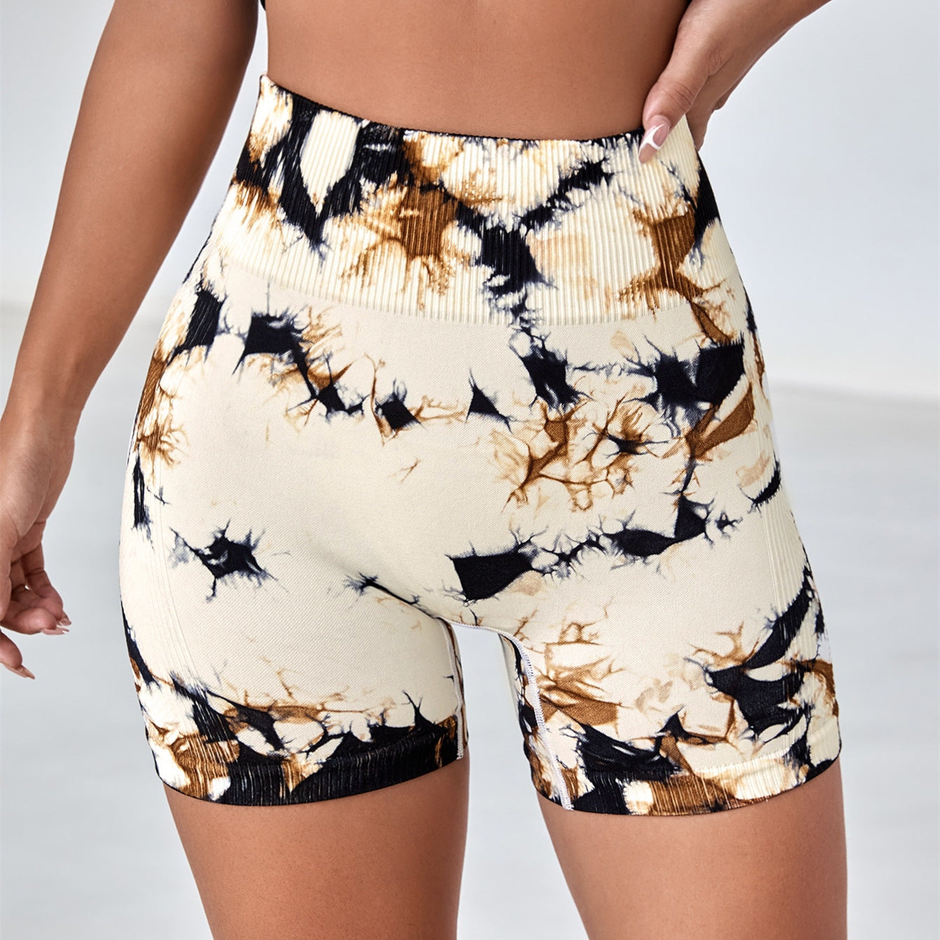 Seamless Peach Hip Raise Tie-dye Yoga Shorts