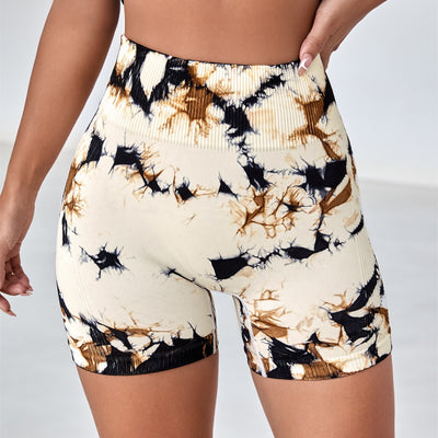 Seamless Peach Hip Raise Tie-dye Yoga Shorts