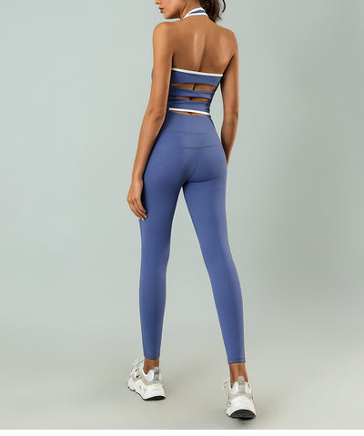 Color Matching Halter Quick-drying With Chest Pad Yoga Beauty Back Jumpsuit