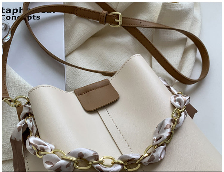 Simple Handbags Women's Shouder Bucket Bags Chain Fashion Textured Messenger Bag