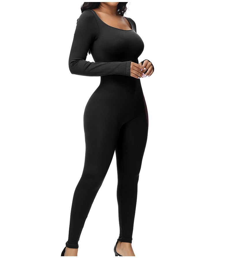 Plus Size High Waist Belly Shaping Jumpsuit