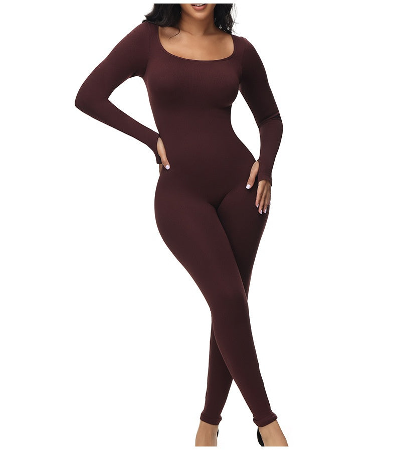 Plus Size High Waist Belly Shaping Jumpsuit