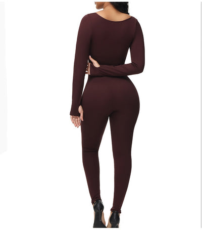 Plus Size High Waist Belly Shaping Jumpsuit