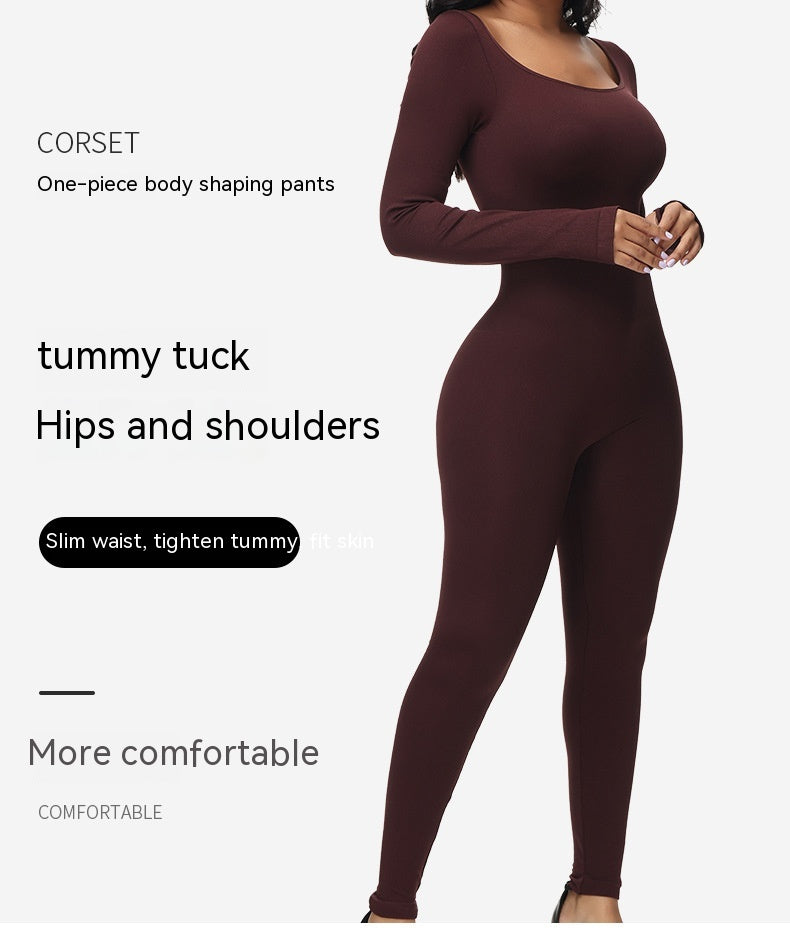 Plus Size High Waist Belly Shaping Jumpsuit