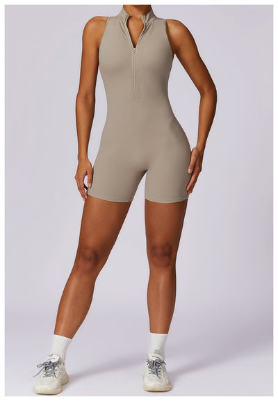 Fitness Yoga Jumpsuit With Zipper Summer Backless Shorts Jumpsuit Bodysuit For Women Clothing