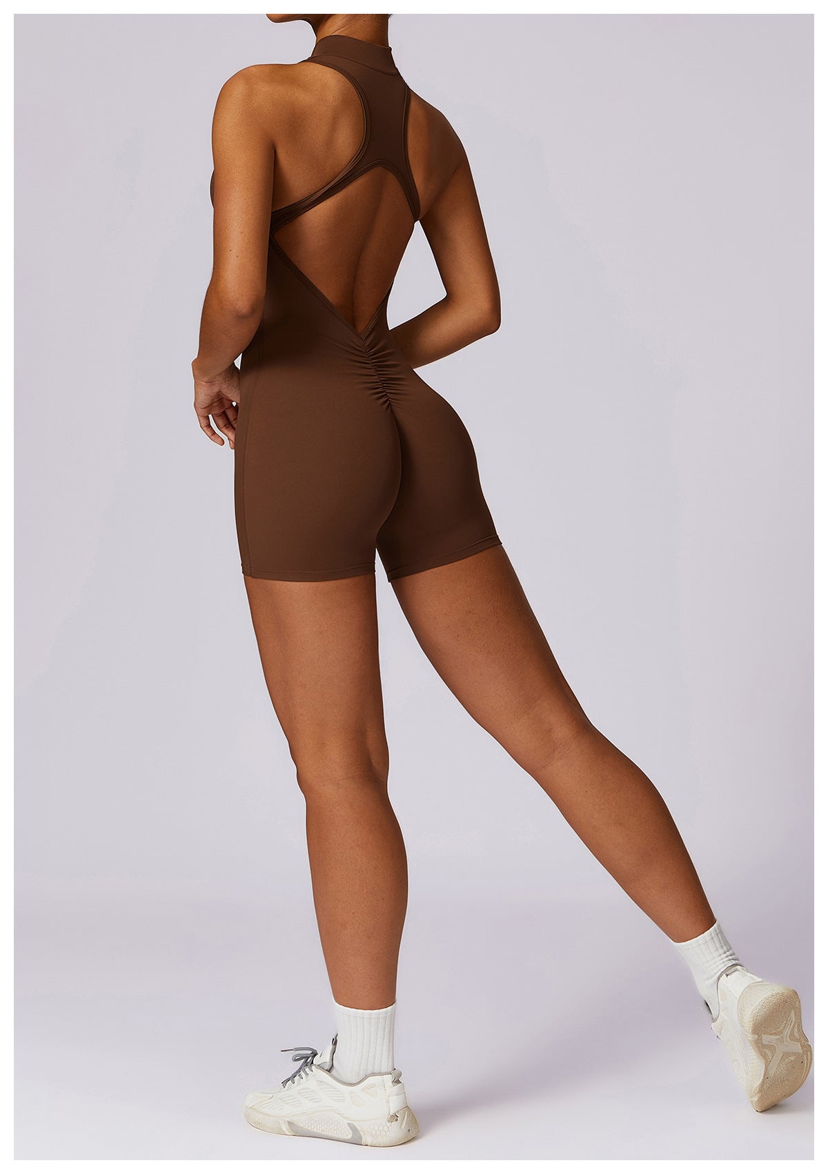 Fitness Yoga Jumpsuit With Zipper Summer Backless Shorts Jumpsuit Bodysuit For Women Clothing