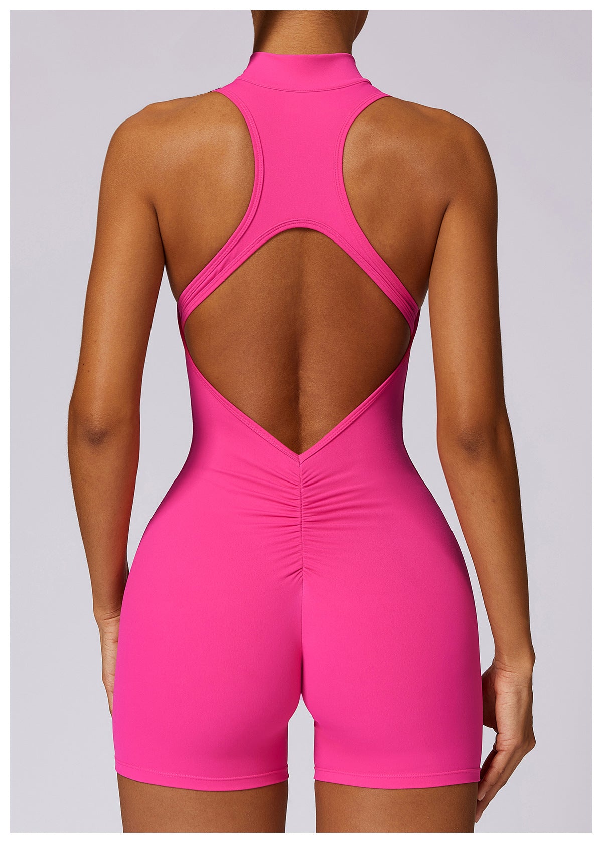 Fitness Yoga Jumpsuit With Zipper Summer Backless Shorts Jumpsuit Bodysuit For Women Clothing