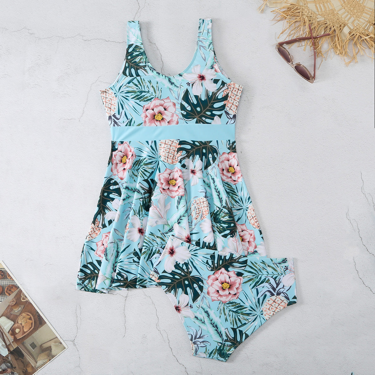 Women's V-neck Printed Split Bikini Swimsuit