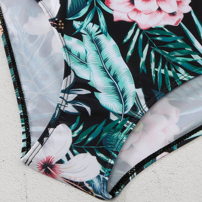 Women's V-neck Printed Split Bikini Swimsuit
