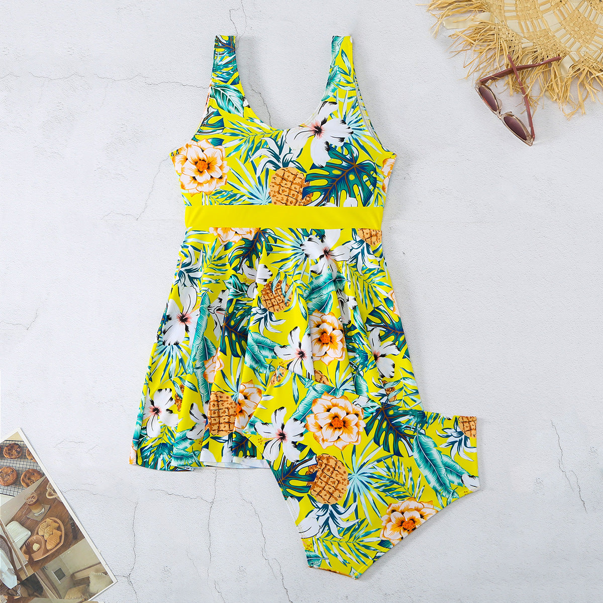Women's V-neck Printed Split Bikini Swimsuit