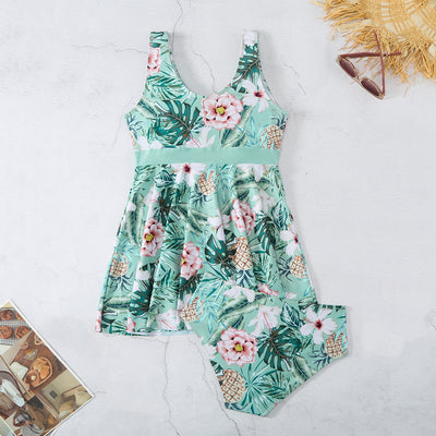 Women's V-neck Printed Split Bikini Swimsuit