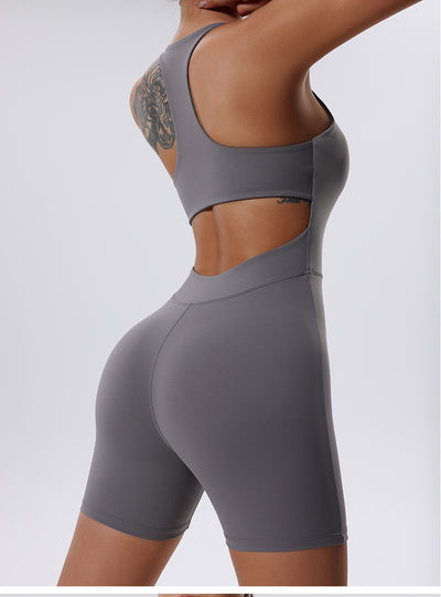 Women's Summer Yoga Zipper Backless Jumpsuit