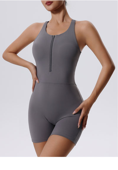 Women's Summer Yoga Zipper Backless Jumpsuit