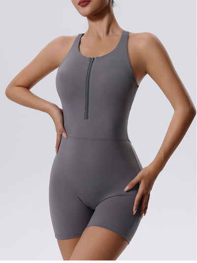 Women's Summer Yoga Zipper Backless Jumpsuit