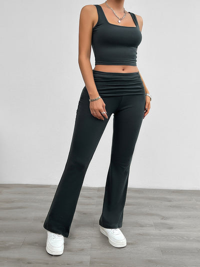 Women's Fashion Casual Solid Color Vest Body-hugging Suit