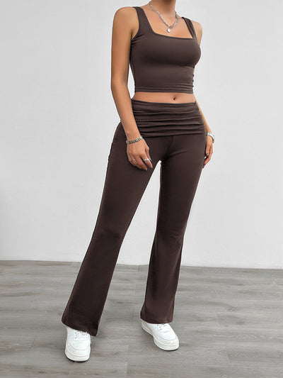 Women's Fashion Casual Solid Color Vest Body-hugging Suit