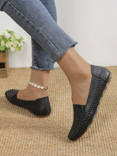 Handmade Stitching Gommino Solid Color Casual Women's Shoes