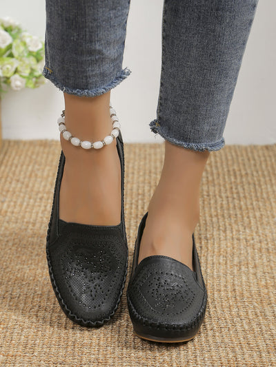 Handmade Stitching Gommino Solid Color Casual Women's Shoes