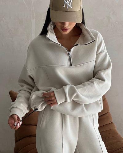 Y2K Winter Jogging Women Two Piece Set Female Zipper Coat Casual Pants Tracksuit Autumn Jacket Fashion Contrast Sport Wear Set