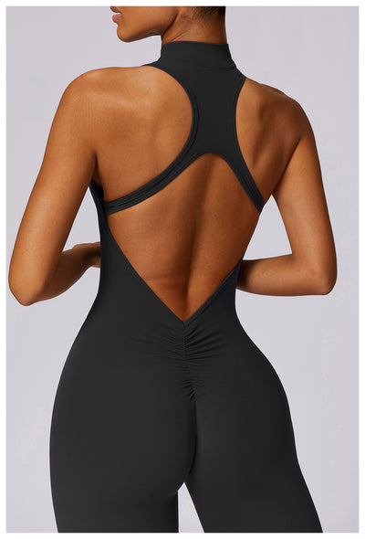Quick-drying Zipper Yoga Jumpsuit Fitness Training Sports Tights