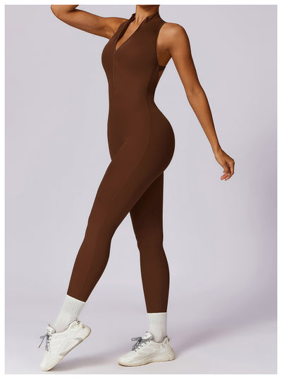 Quick-drying Zipper Yoga Jumpsuit Fitness Training Sports Tights