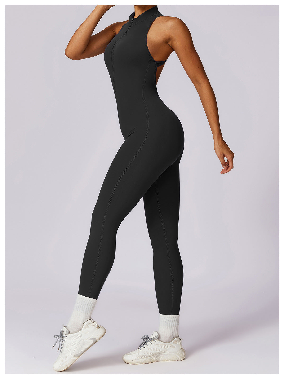Quick-drying Zipper Yoga Jumpsuit Fitness Training Sports Tights
