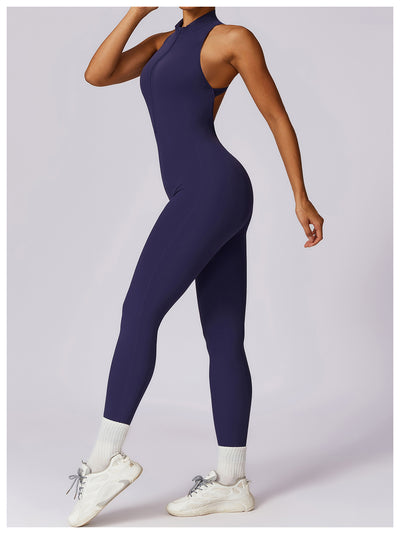 Quick-drying Zipper Yoga Jumpsuit Fitness Training Sports Tights