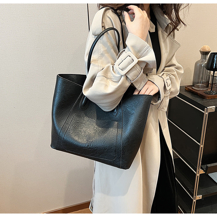 Casual Retro Shoulder Bag Texture Class Commuter Tote