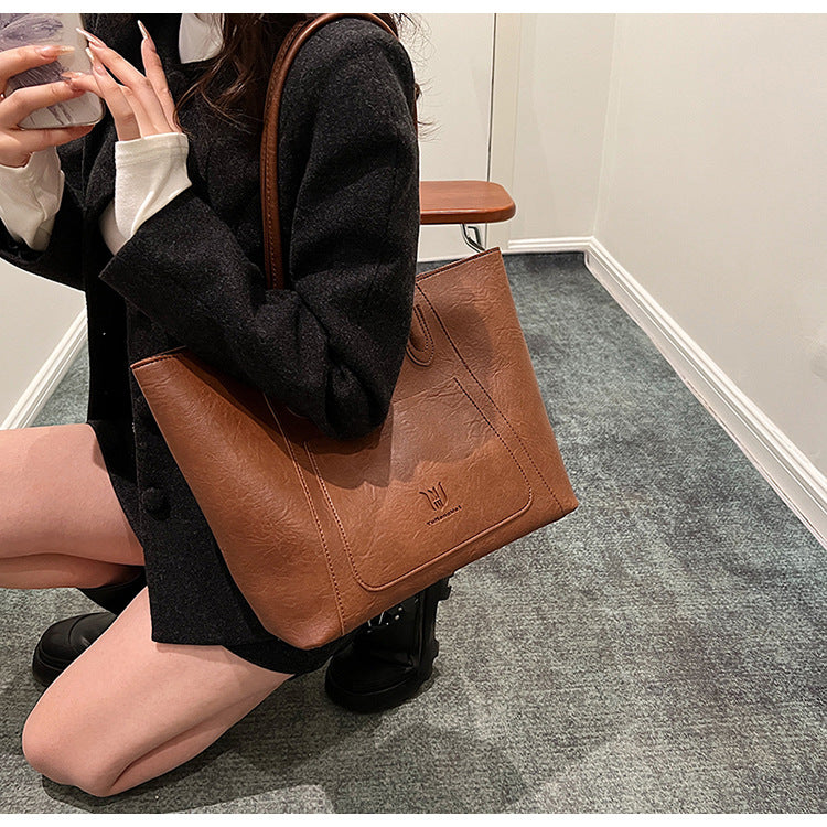 Casual Retro Shoulder Bag Texture Class Commuter Tote
