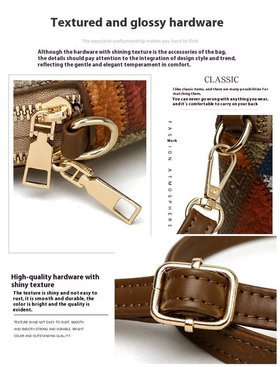 Fashion Soft Leather Stitching Shoulder Bag