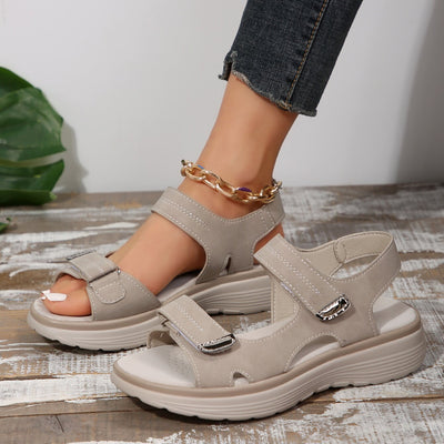 Casual Velcro-design Sandals Summer Comfortable Fish Mouth Sports Sandals Women Lightweight Beach Shoes