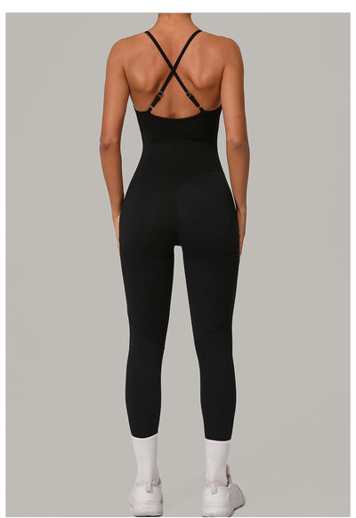 Women's Solid Color Casual Cross Back Summer Jumpsuit
