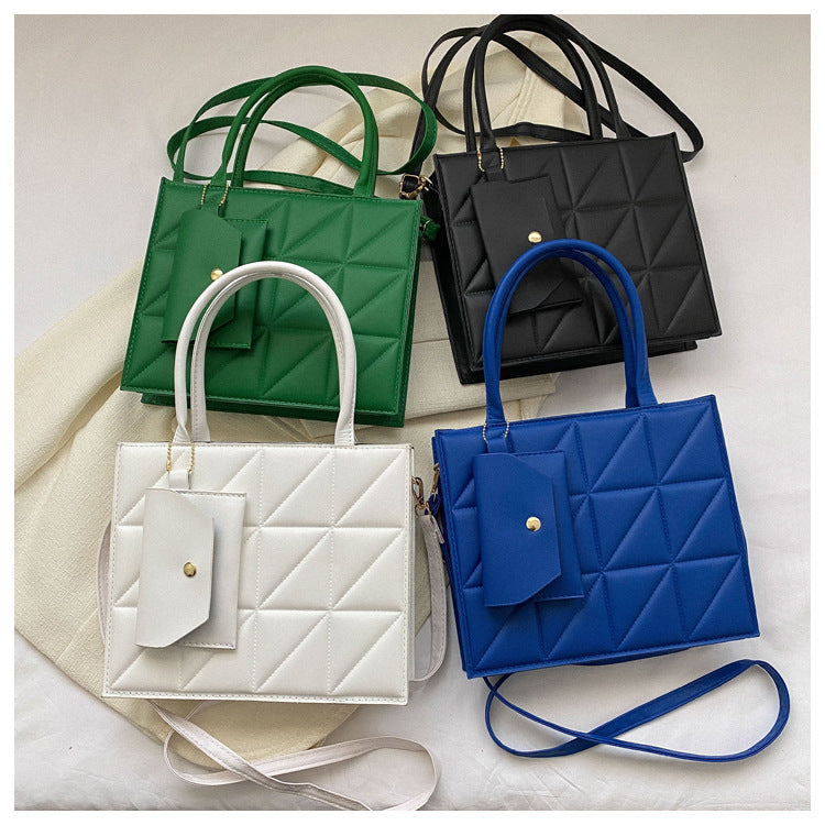 Fashion Plaid Shoulder With Small Wallet Simple Elegant Portable Square Tots Women's Handbag