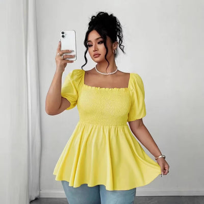 New Stylish Pleated Womens Blouse In Plus Sizes