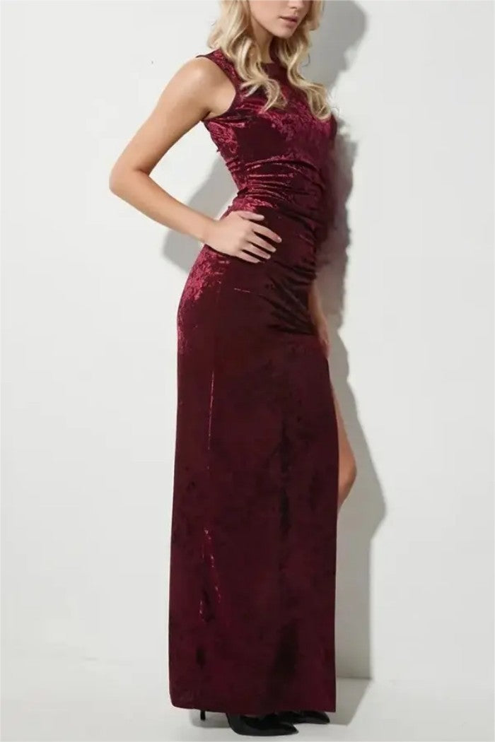 Womens Velvet Evening Gown Long Dress