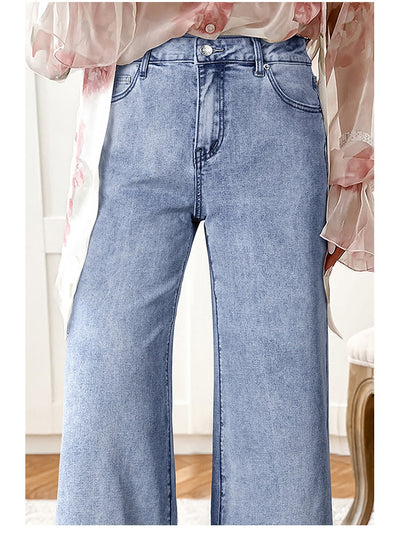 Women's High Waist Casual Loose Solid Color Jeans