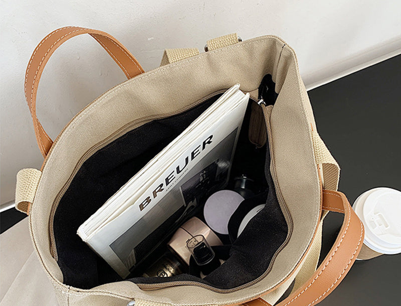 Canvas Shoulder Bag Women Ins Fashion Messenger Crossbody Bags Large Capacity Totes Handbag