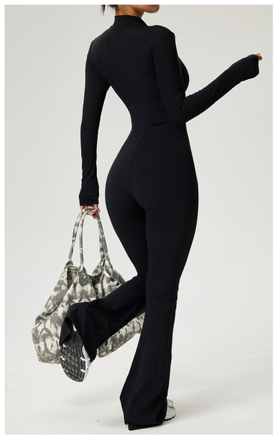 Zip-up Long-sleeve Yoga Bodysuit Fitness And Workout One-piece