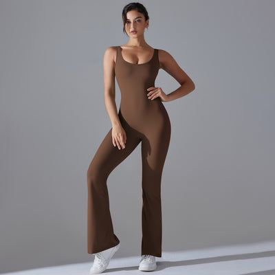 Beauty Back Hip Lifting Long Slim Wide Leg Jumpsuit