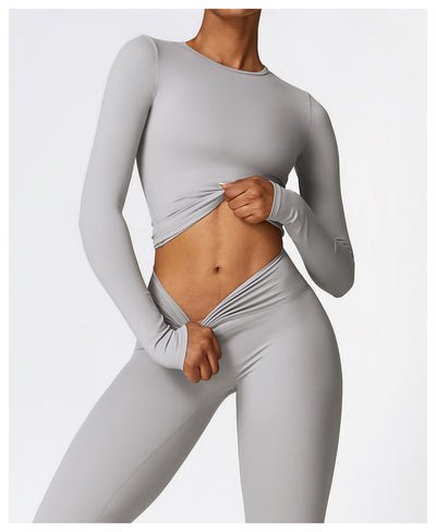 Tight-fitting Brushed Yoga Suit Quick-drying Fitness Clothes  Fitness Long Sleeve Tracksuits Sports Suit Gym Top High Waist Leggings Women Sets Yoga Set
