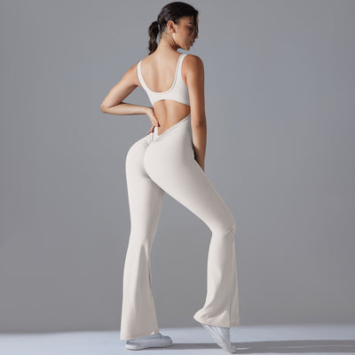 Beauty Back Hip Lifting Long Slim Wide Leg Jumpsuit